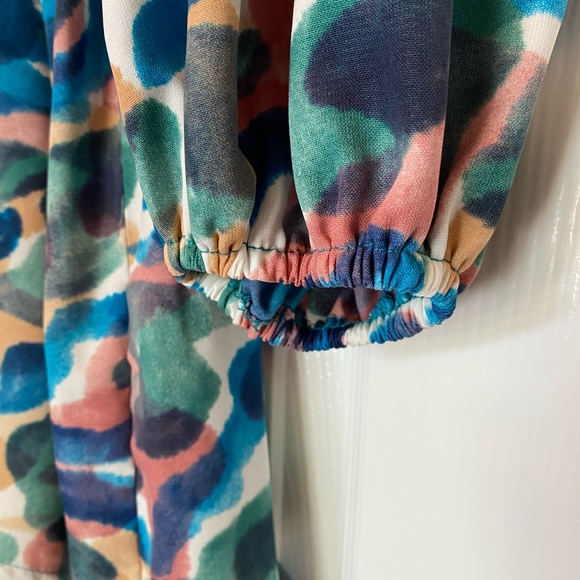 Stunning Long Sleeve Watercolor Mini Dress - Picture 4 of 7